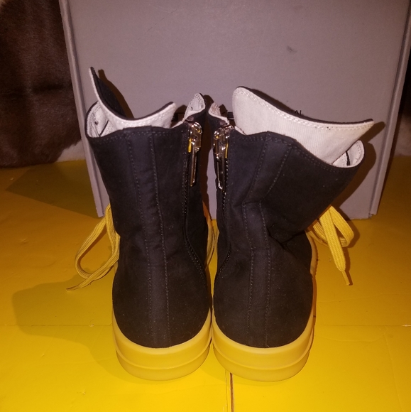 New Rick Owens DRKSHDW yellow black high Top lace up 41 - Picture 6 of 10